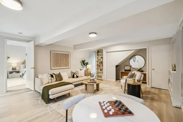 a view of a balcony with chairs