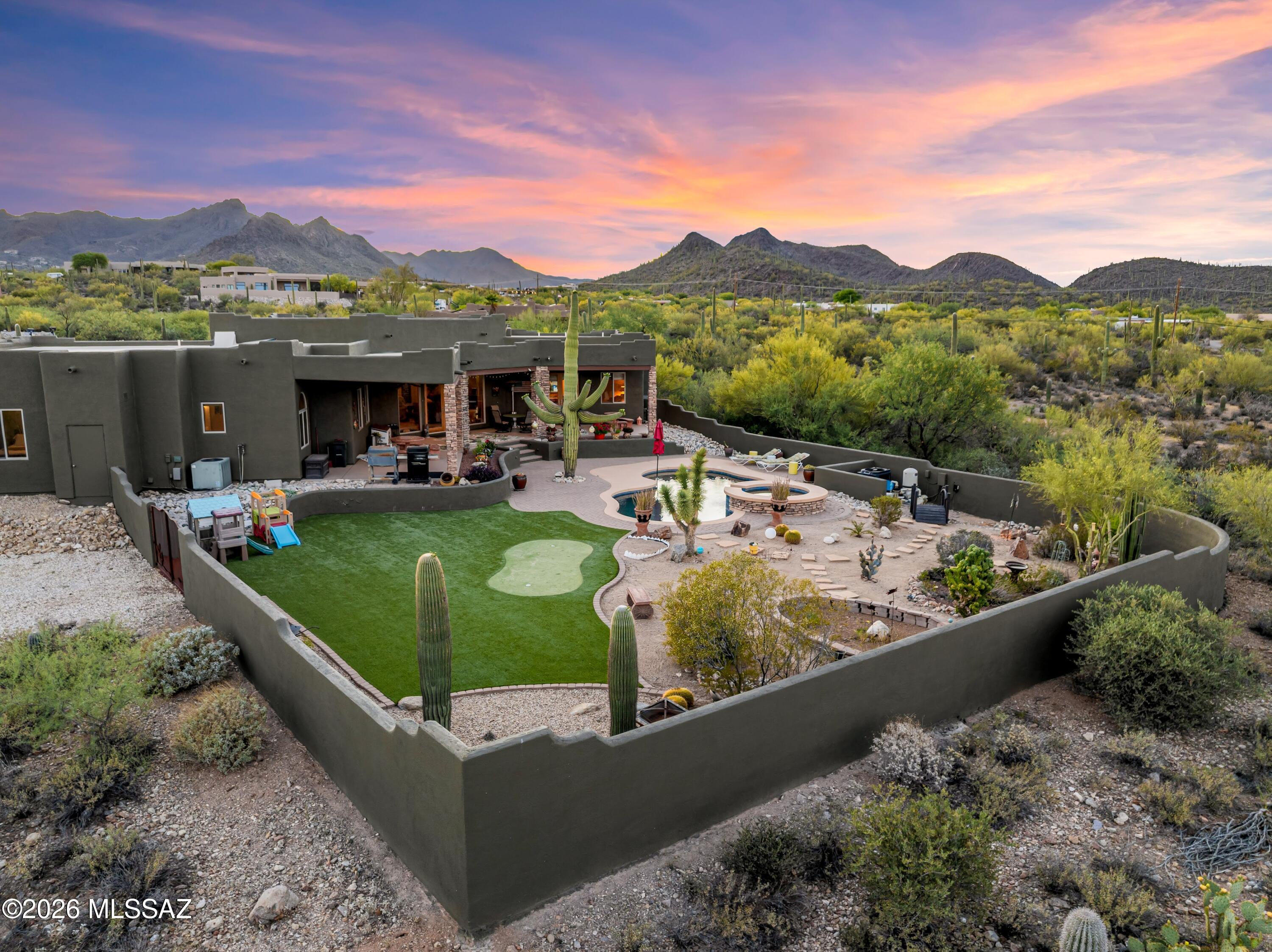 1540 North Saguaro Cliffs Court Tucson, AZ 85745 - Photo 44 of 48 61-Aerial View - Backyard