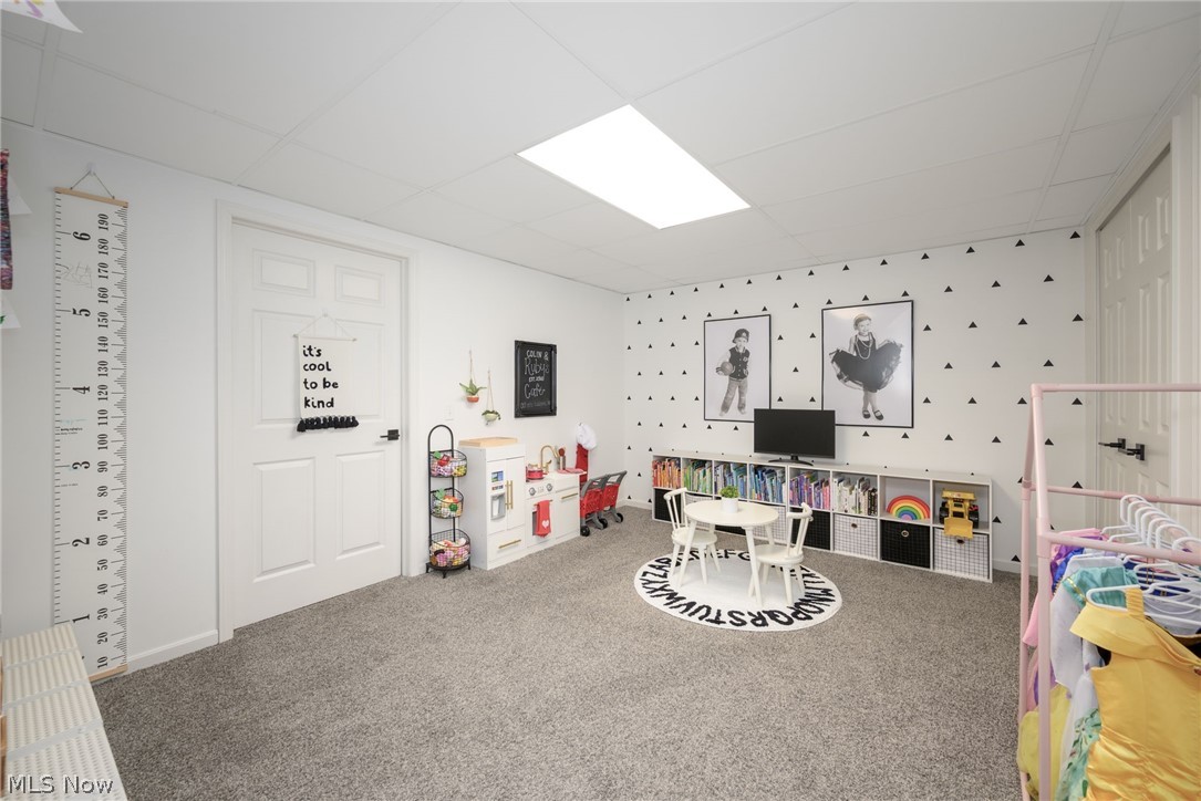 3912 Raintree Circle Uniontown, OH 44685 - Photo 29 of 49 Playroom featuring a paneled ceiling and carpet