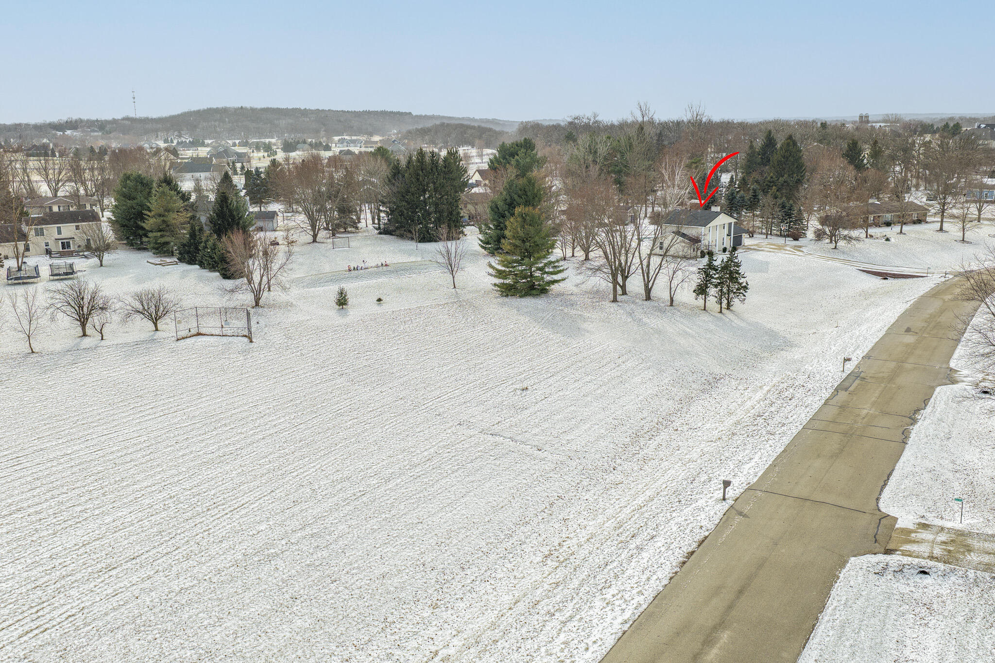 W328S8232 Memory Lane Mukwonago, WI 53149 - Photo 6 of 46 Aerial showing adjacent 2.55 acre common area next to home