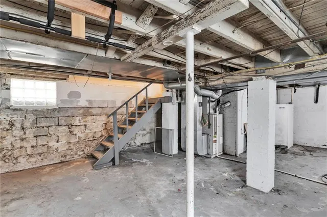 a view of a room with stairs