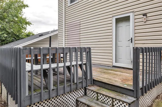 a view of a balcony with a swing