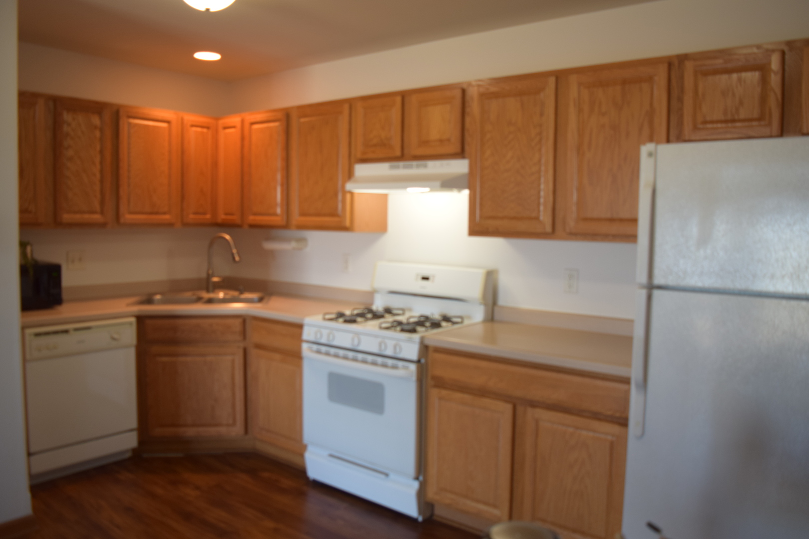 565 North Strack Street, Unit 302 Cortland, IL 60112 - Photo 5 of 15 a kitchen with a refrigerator sink and cabinets