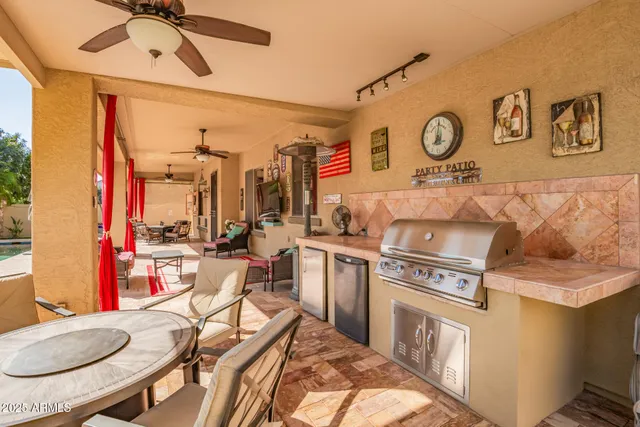 a view of a garage with shelves