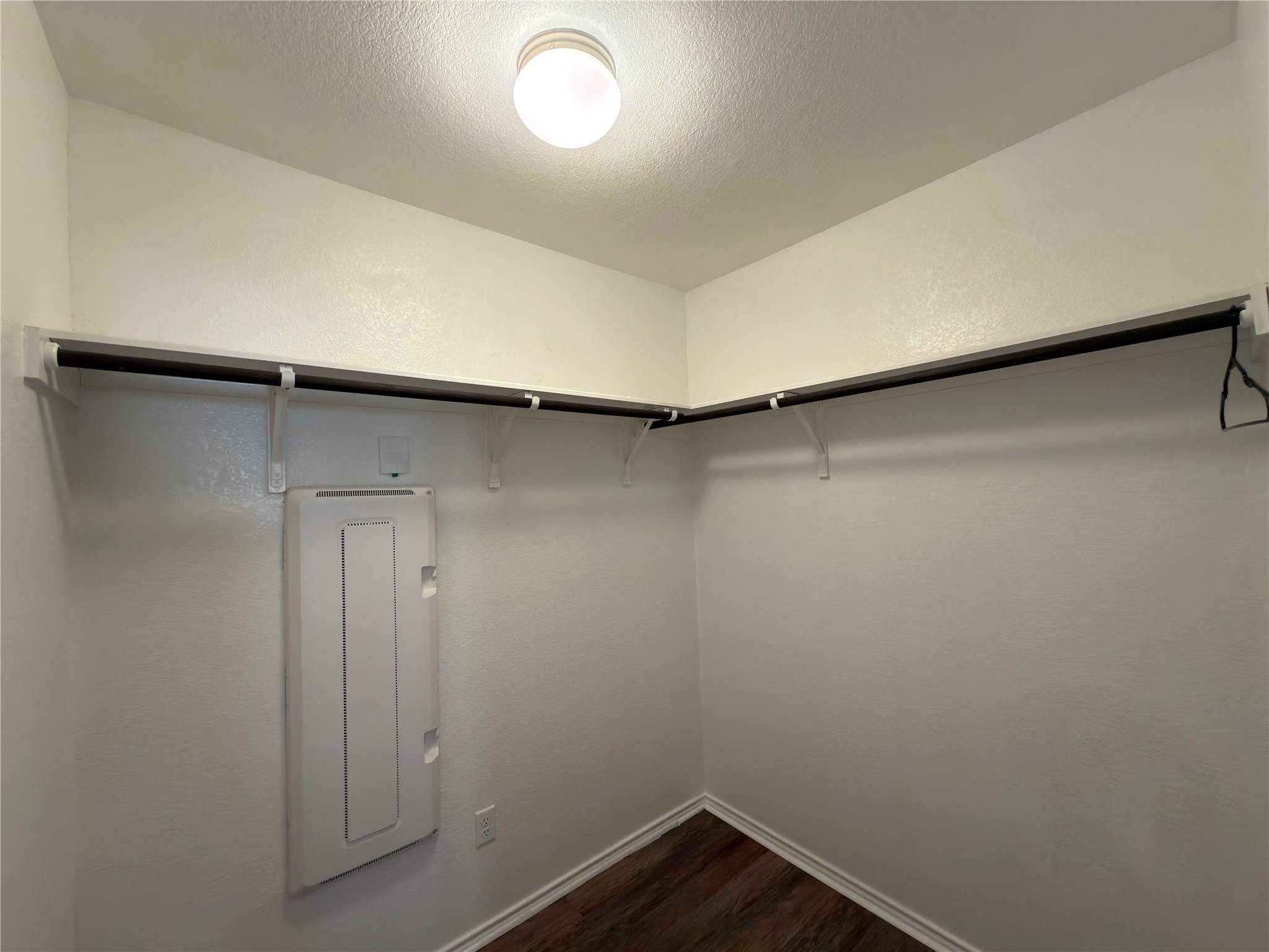 21700 Urraca Lane Pflugerville, TX 78660 - Photo 17 of 40 Spacious closet featuring electric panel and dark wood-type flooring