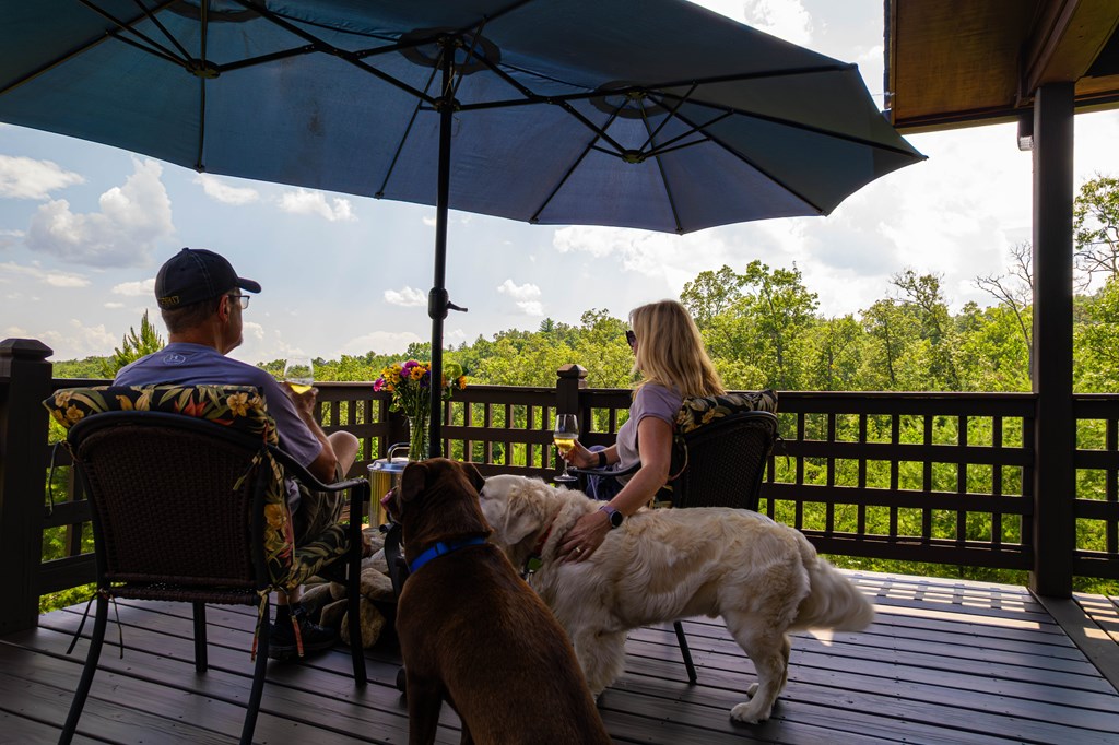 730 Dillon Oaks Drive Murphy, NC 28906 - Photo 38 of 38 a view of a balcony with furniture and umbrella