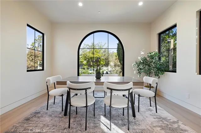 an aerial view of a house with a garden
