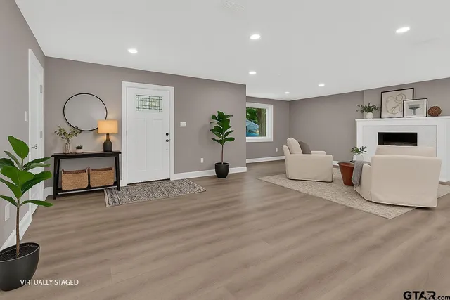 a living room with furniture