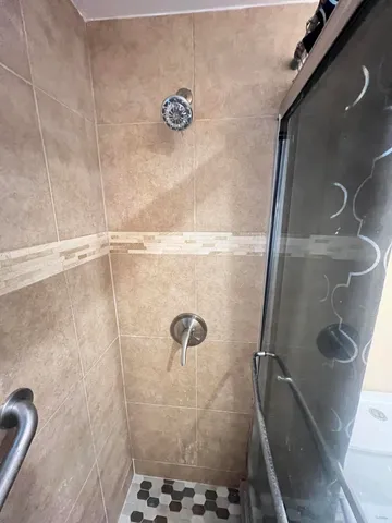 a bathroom with a shower