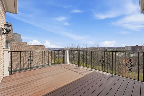 a view of a lake with a city