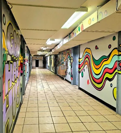 a view of an entryway with a lot of lights on the wall