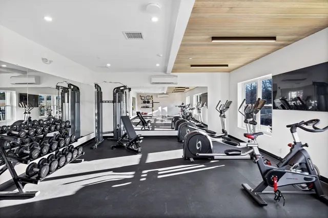a view of a room with gym equipment