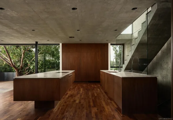 a living room with a large window