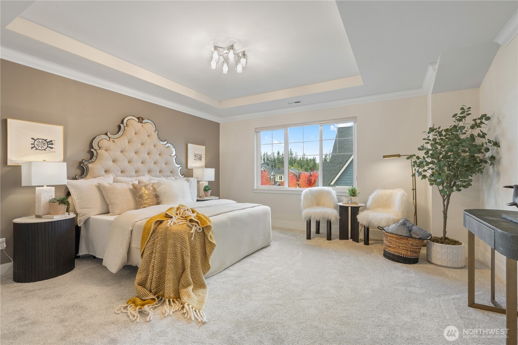 4524 186th Place Southeast, Unit B Bothell, WA 98012 - Photo 18 of 31 a bed room with a bed and a chandelier
