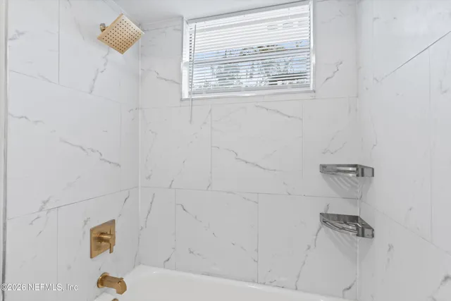 a bathroom with a window