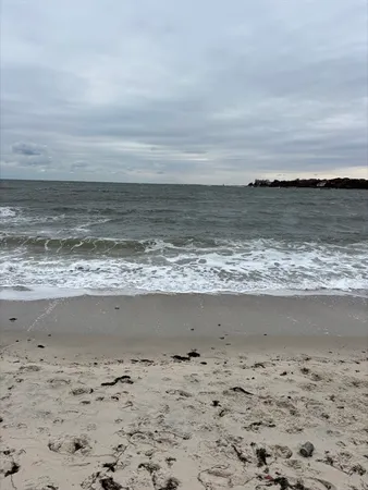 a view of a lake with a beach