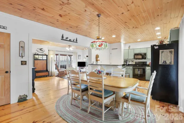 a view of a dining area with furniture
