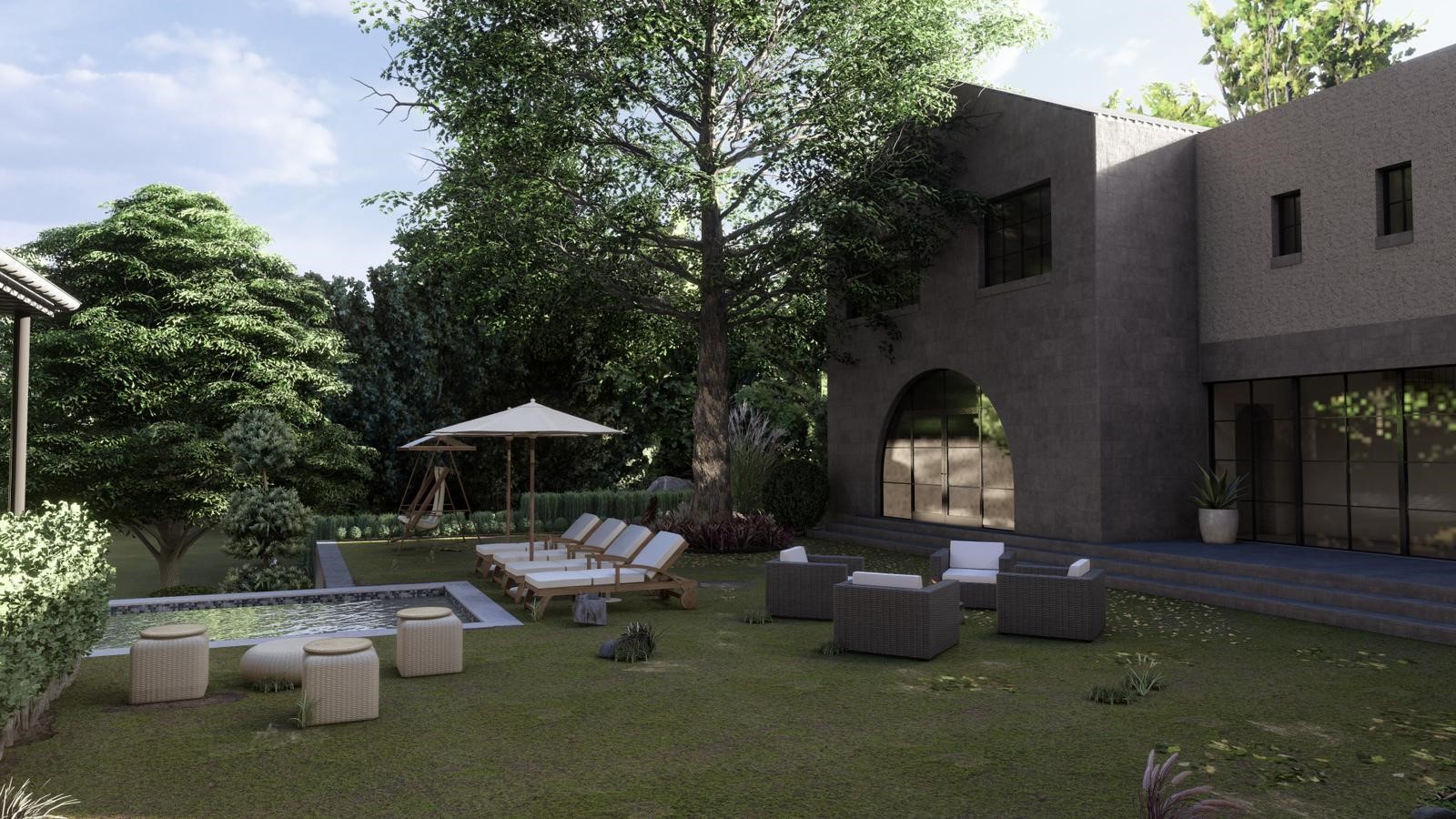 2501 Inwood Place Austin, TX 78703 - Photo 2 of 18 a backyard of a house with fire pit and outdoor seating