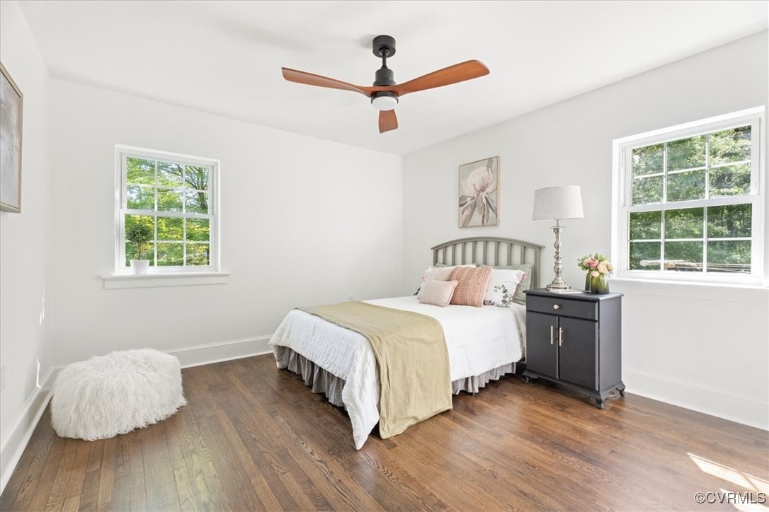 10308 Purcell Road Henrico, VA 23228 - Photo 16 of 36 Bedroom with a ceiling fan, dark wood-style floors