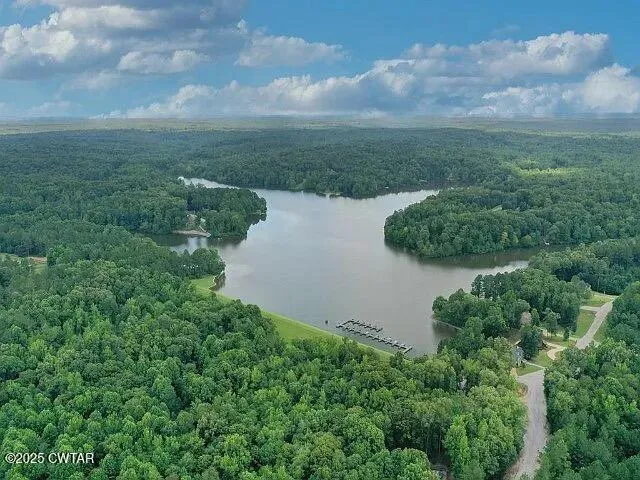 a view of a road with trees in the background