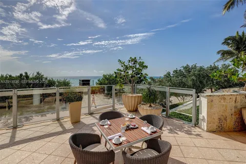 a view of a terrace with furniture