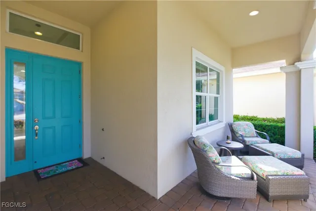 a view of an outdoor space with seating area