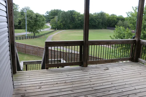 a view of a wooden deck