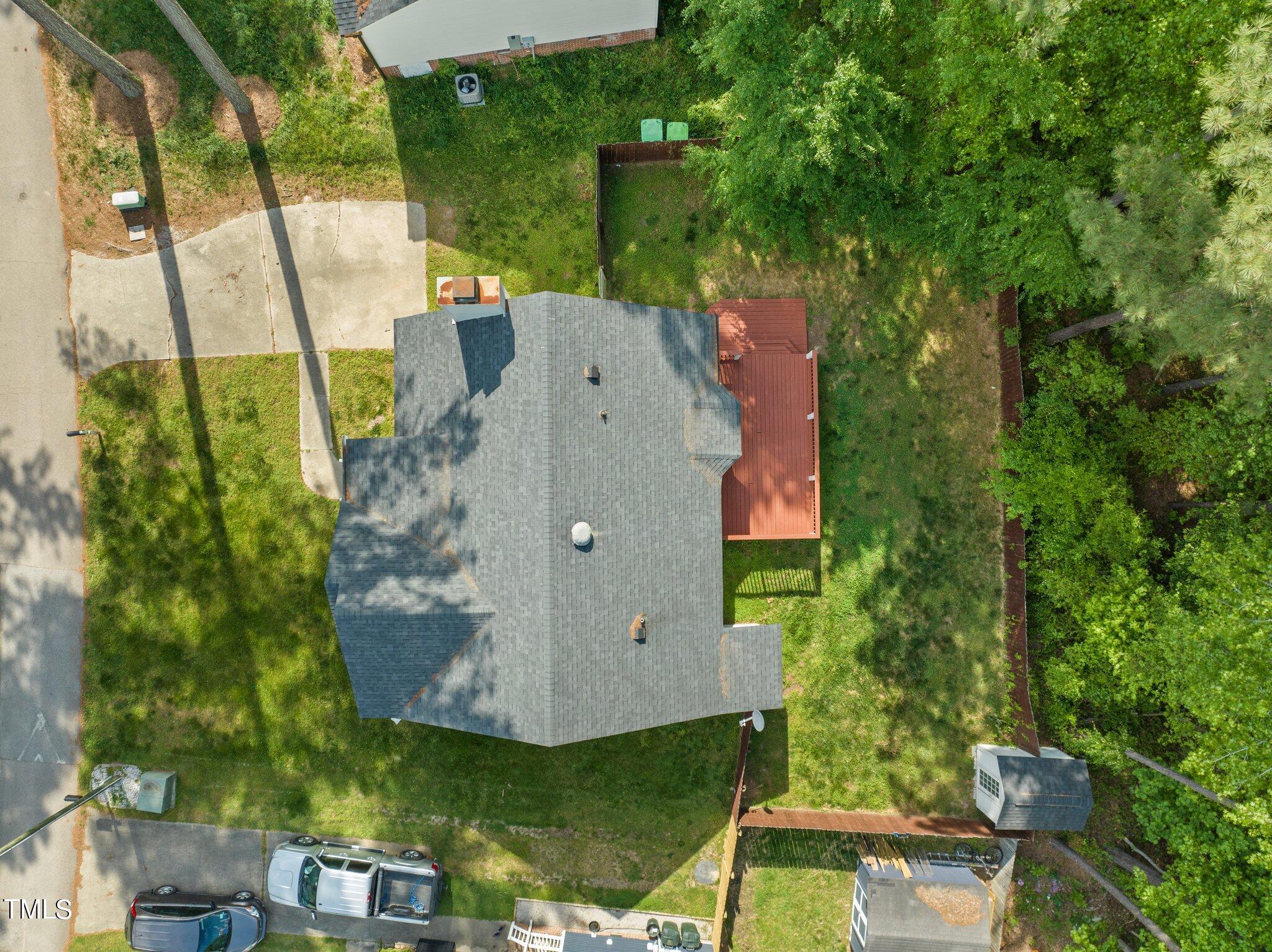 4209 Timberbrook Drive Raleigh, NC 27616 - Photo 39 of 39 an aerial view of a house with a garden and large trees