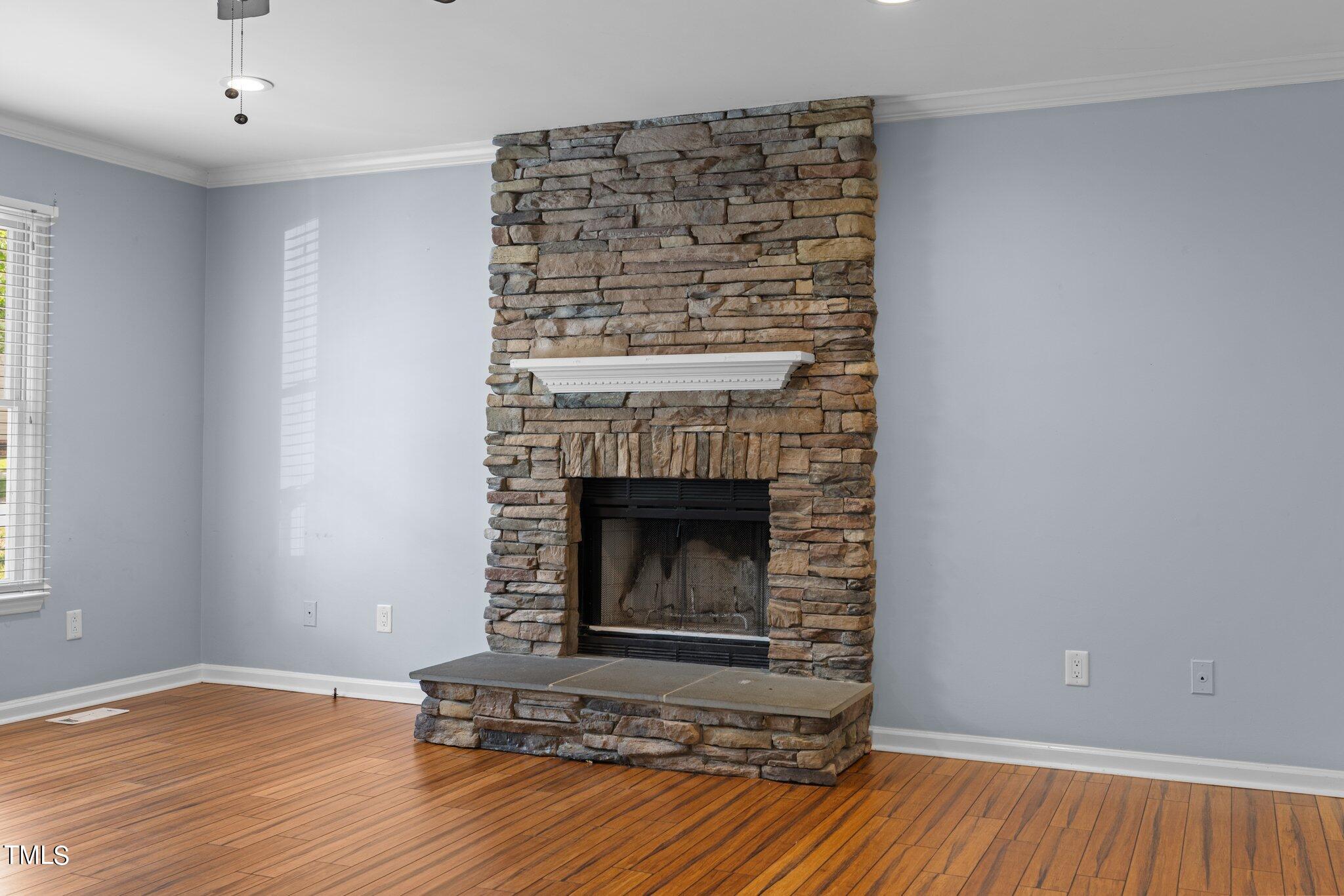 4209 Timberbrook Drive Raleigh, NC 27616 - Photo 9 of 39 a living room with a fireplace and wooden floor