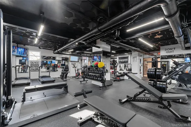 a view of a room with gym equipment