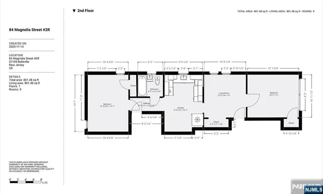 $2,200 | 84 Magnolia Street, Unit 2R, Belleville, NJ 07109