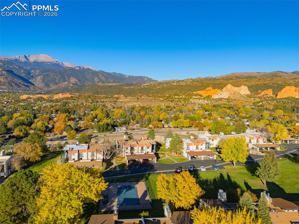 1018 Fontmore Road, Unit C Colorado Springs, CO 80904 - Photo 22 of 29 Aerial view of residential area featuring mountains