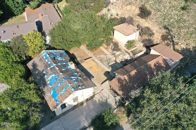 an aerial view of a house