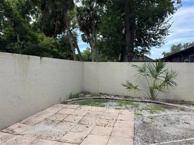 a view of a backyard