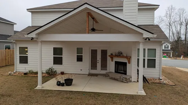a view of a house with a patio