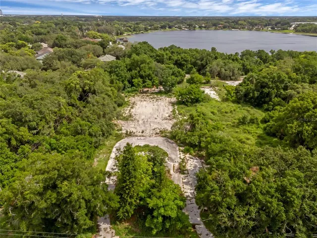 a view of a lake with a house