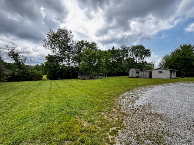 a backyard of a house with lots of green space