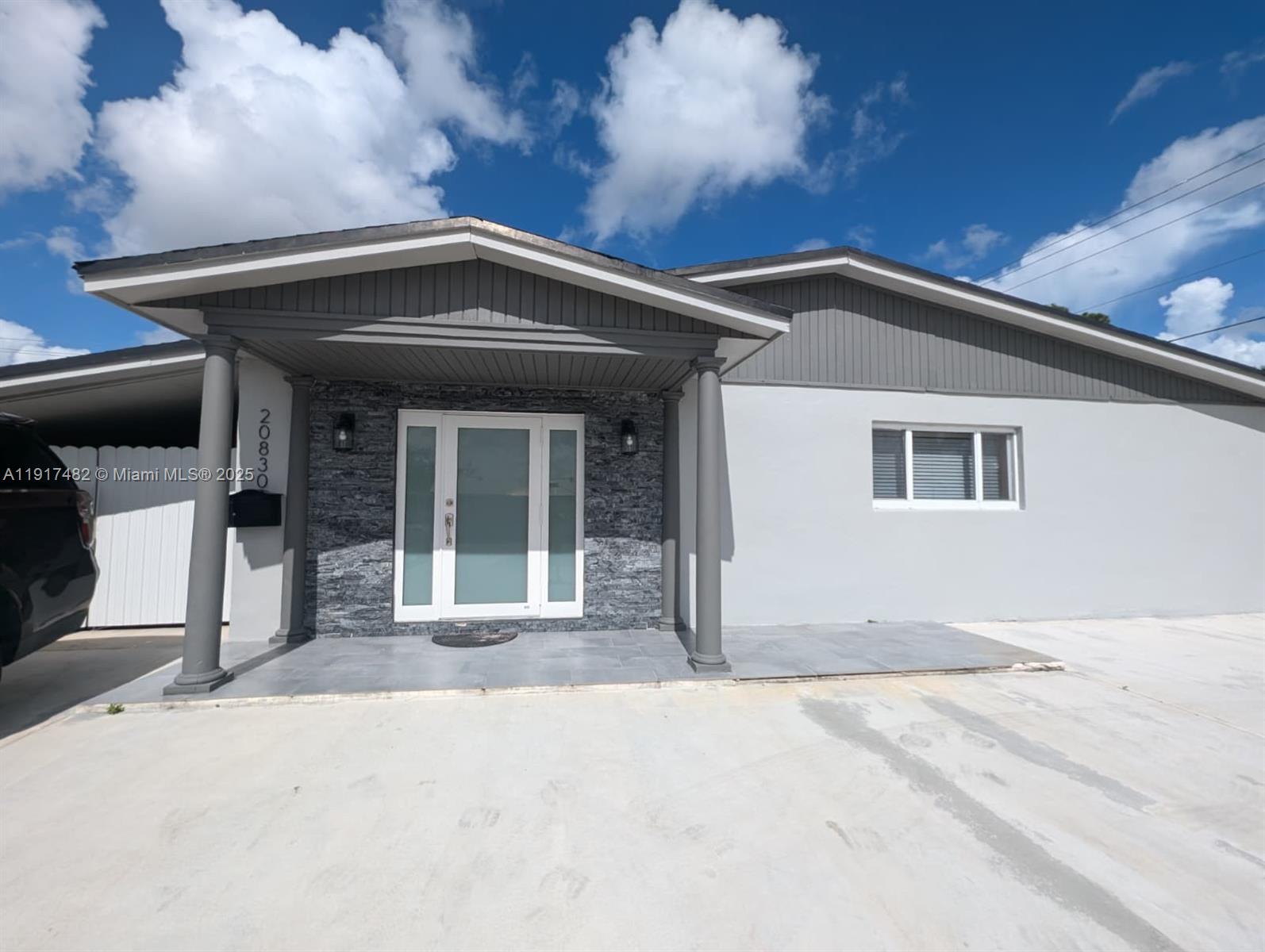 a front view of a house