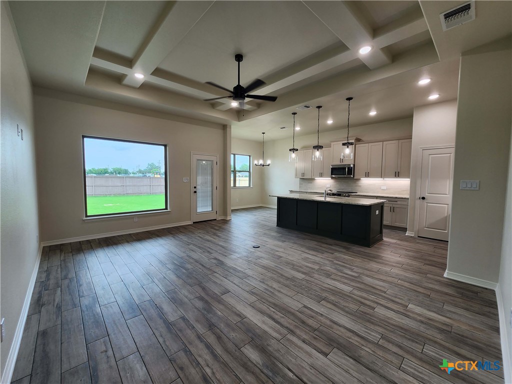 406 Talon Loop Salado, TX 76571 - Photo 5 of 31 a living room with stainless steel appliances kitchen island wooden floors cabinets and wooden floor