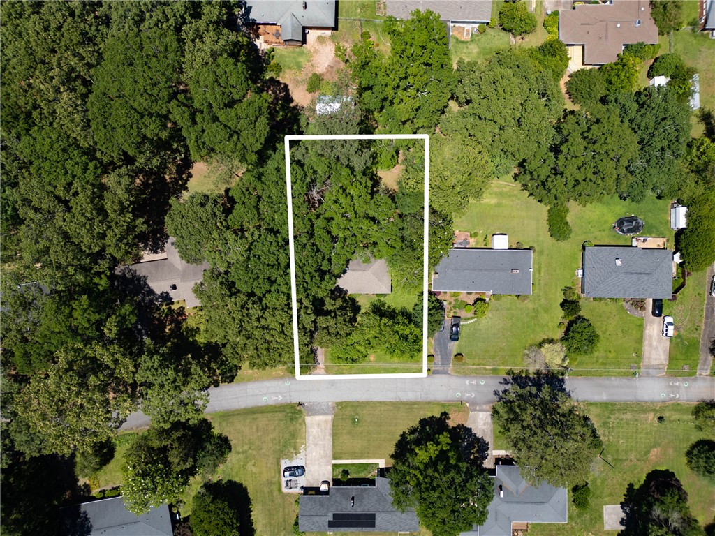 207 Brook Street Clemson, SC 29631 - Photo 3 of 39 An aerial perspective showcases a generously treed lot, bordering a quiet residential street.