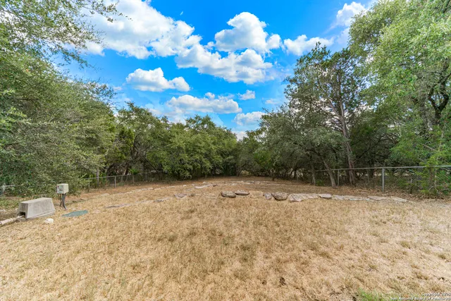 a view of a yard with a tree