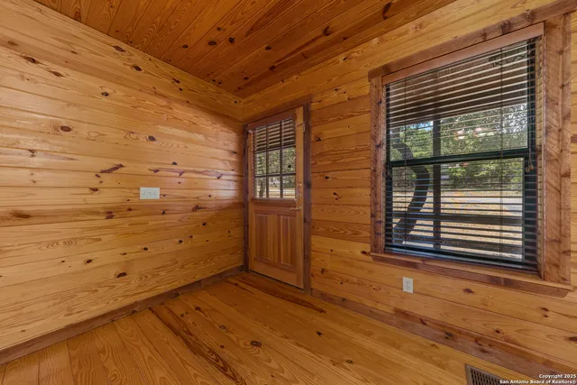 a view of wooden door