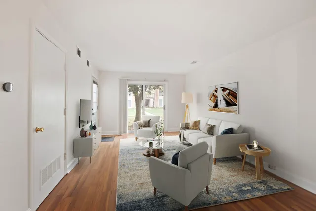 a living room with furniture