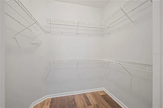 a view of a room with racks on the wall