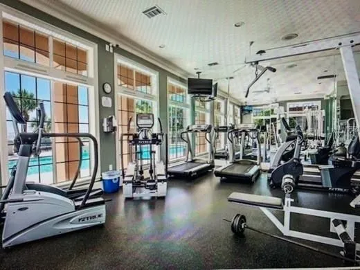a view of a room with gym equipment