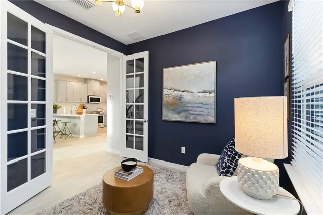 a bathroom with a double vanity sink and mirror