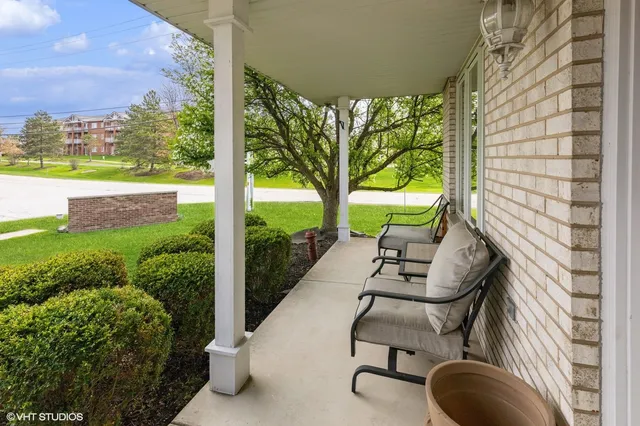 a view of an outdoor space with seating area