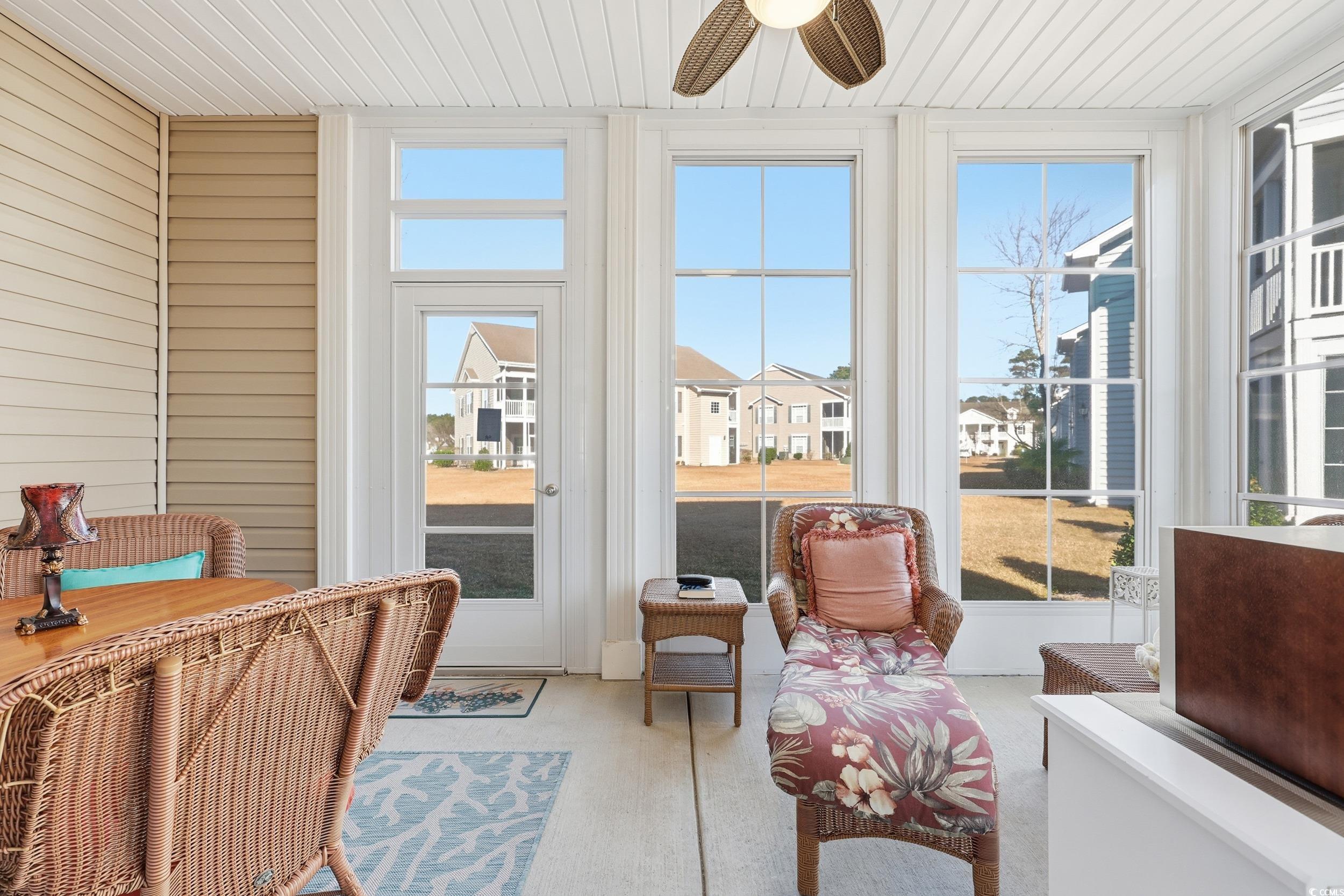 822 Sail Lane, Unit 103 Murrells Inlet, SC 29576 - Photo 27 of 37 Sunroom / solarium with a residential view and wooden ceiling