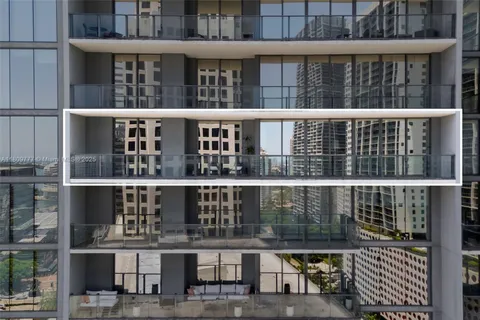 a balcony with a bench