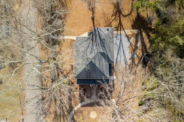 a view of a yard with a tree